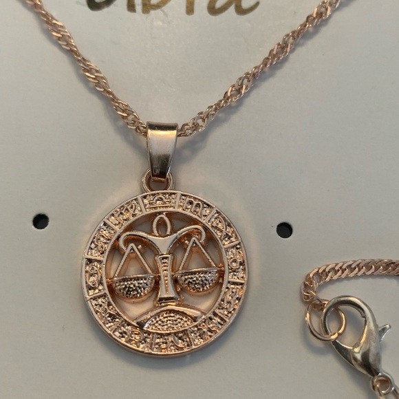 Libra Zodiac Pendant Necklace - Rose Gold - Picture 2 of 2